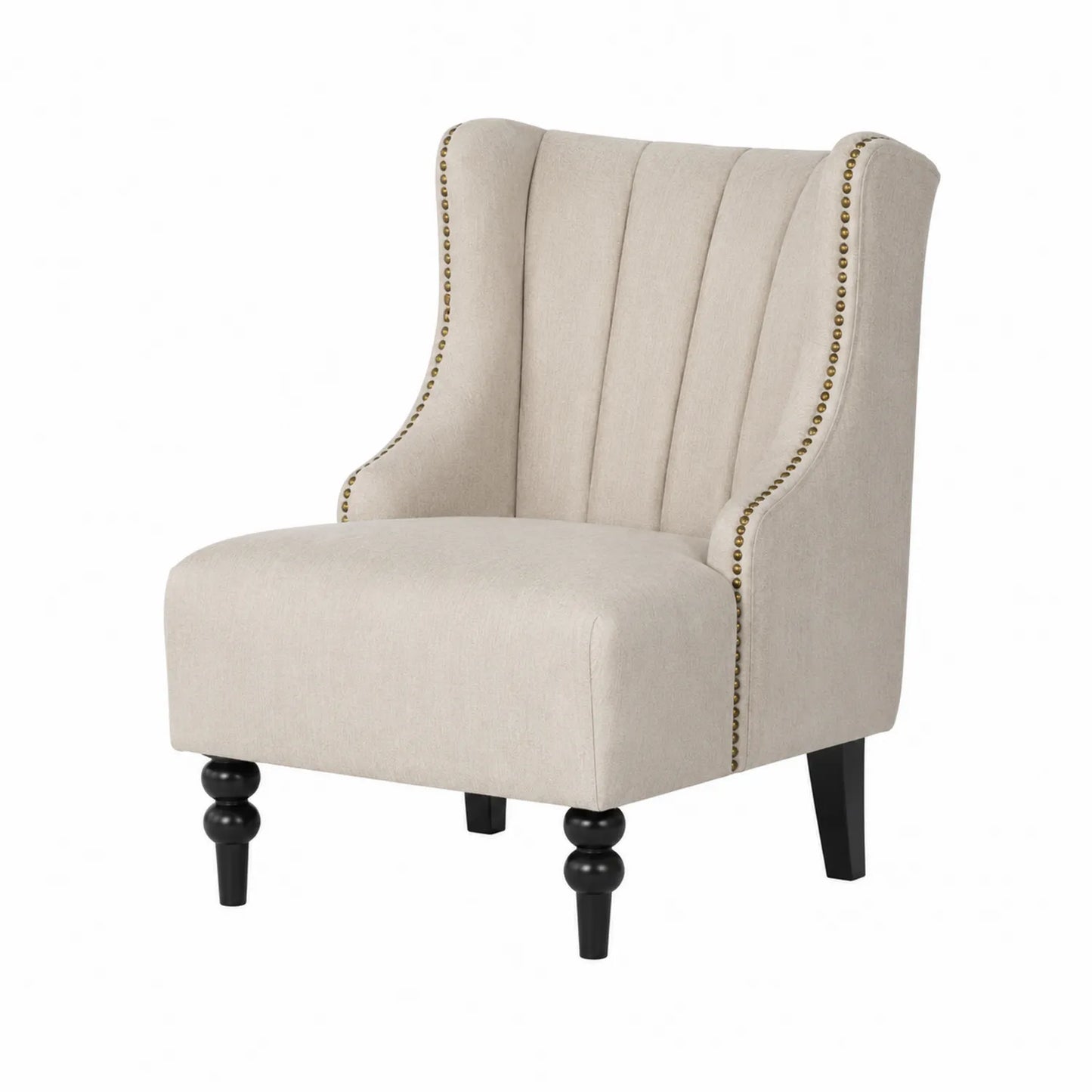 Polsterstuhl Leinen Beige mit Massivholzbeinen