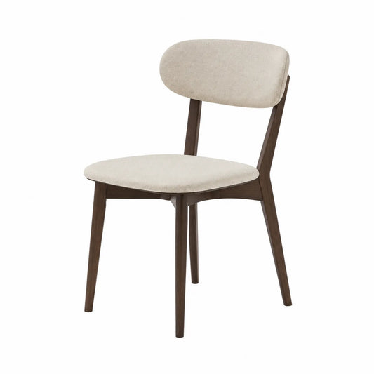 Esszimmerstuhl aus Holz und Polyester Beige 45x52x80cm