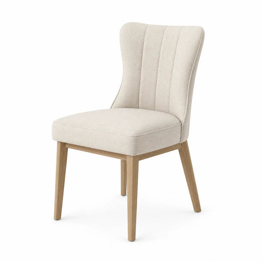 Esszimmerstuhl Leinen Beige Eichenholz 85 cm