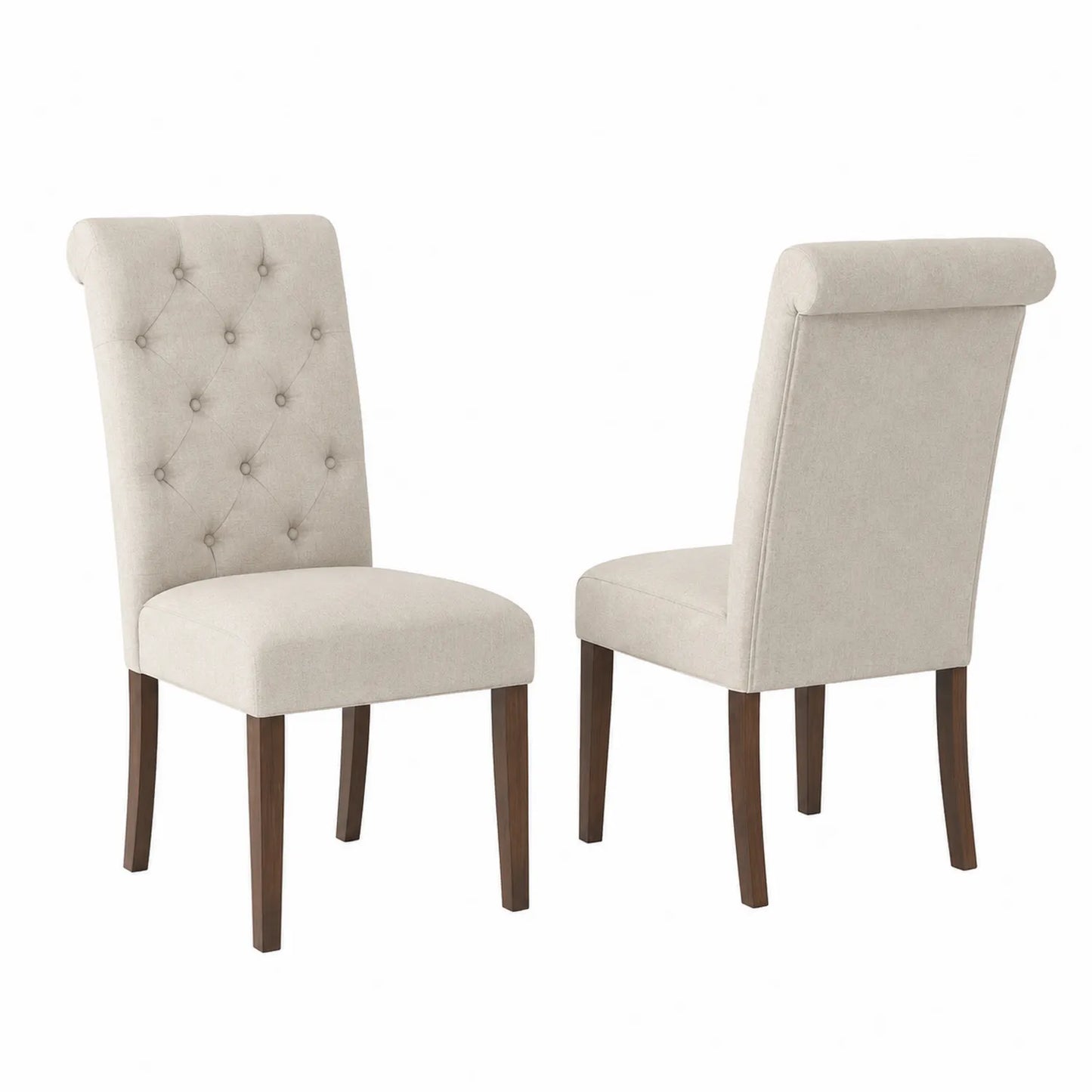 Esszimmerstuhl Set aus Holz und Polyester Beige 2er-Set