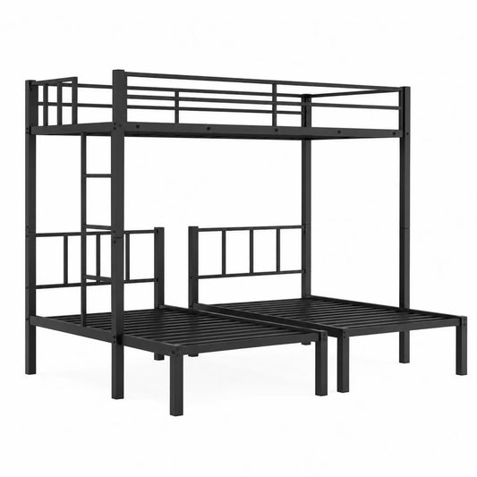 Metall-Etagenbett Schwarz 140x200 cm/90x200 cm