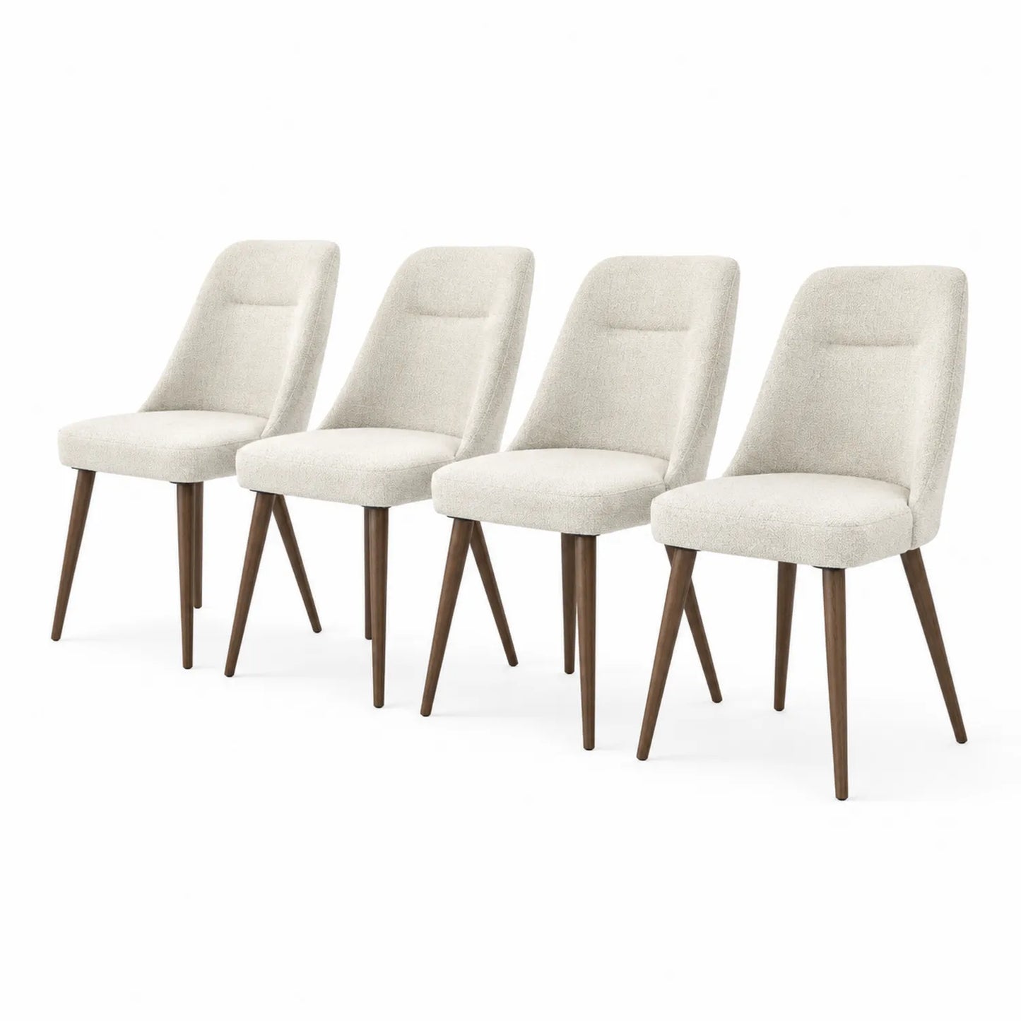Esszimmerstühle Set aus Stoff mit Holzbeinen, 4er Set, Beige