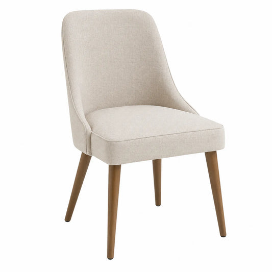 Stuhl Polyester Beige Massivholzbeine 45x55x85cm