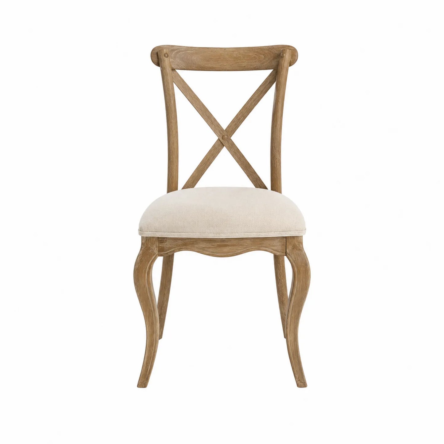 Holzstuhl mit Leinenpolsterung Beige