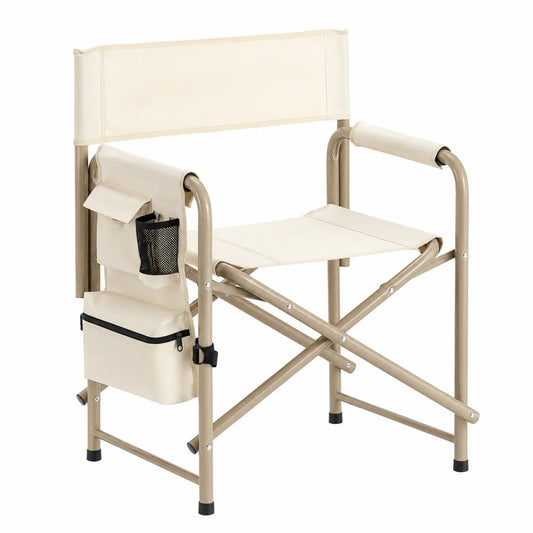 Klappbarer Regiestuhl aus Metall und Polyester Beige